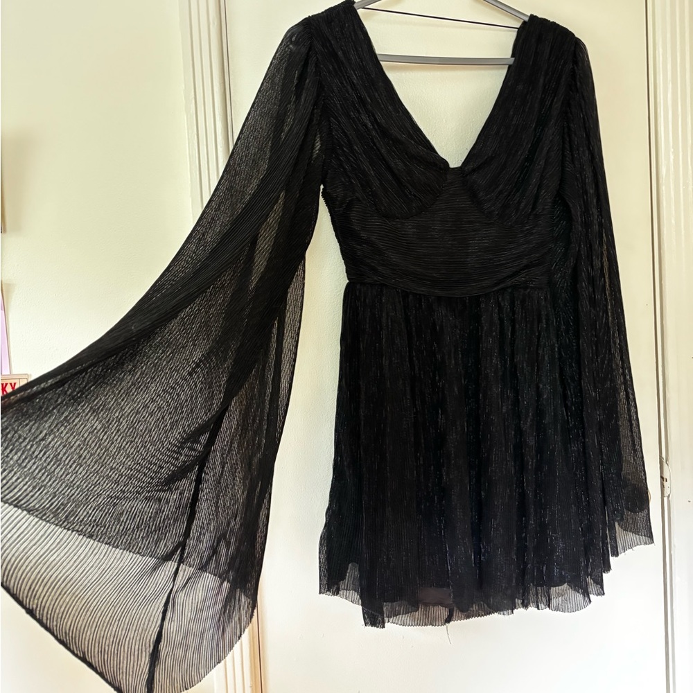 Black Long-Sleeve V-Neck Women’s Dress
